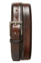 Men's Magnanni Wind Leather Belt - Mid Brown
