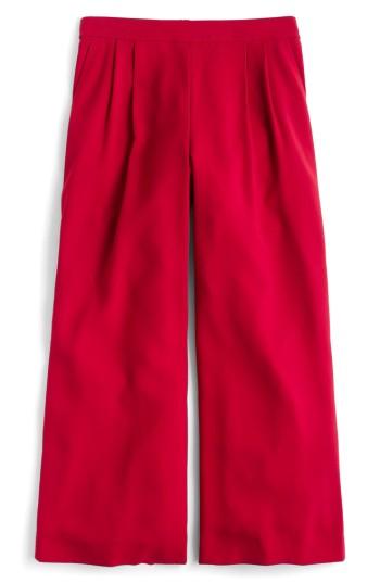 Women's J.crew Wide Leg Crop Pants - Red