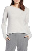 Women's Halogen Cashmere Button Sleeve Sweater - Grey