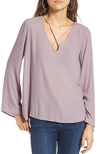 Women's Lush Cross Front Blouse - Grey
