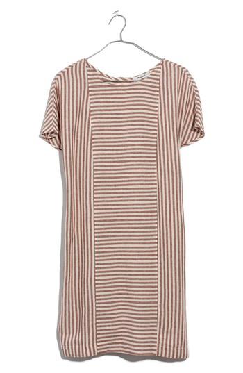 Women's Madewell Daphne Stripe Button Back Dress, Size - Beige