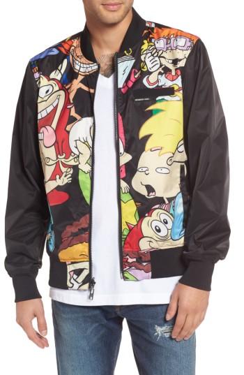Men's Members Only Nickelodeon Reversible Bomber Jacket, Size - Black