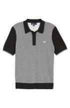 Men's Fred Perry Houndstooth Knit Polo, Size - Black