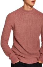 Men's Topman Ribbed Sweater, Size - Orange