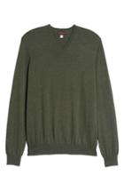 Men's Thomas Dean Merino Wool Blend V-neck Sweater, Size - Green