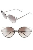 Women's Linda Farrow 59mm Polarized Cat Eye Sunglasses - Fontaine Nickel