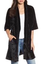 Women's Billy T Embroidered Velvet Kimono Jacket - Black