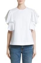 Women's Co Ruffle Sleeve Cotton Poplin Top - White