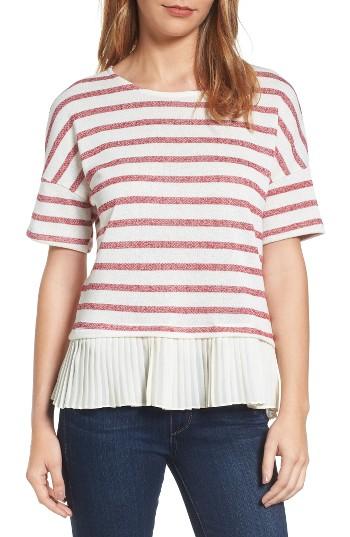 Petite Women's Gibson Ruffle Hem French Terry Top, Size P - Ivory