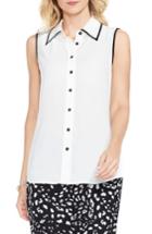 Women's Vince Camuto Contrast Trim Georgette Blouse - White