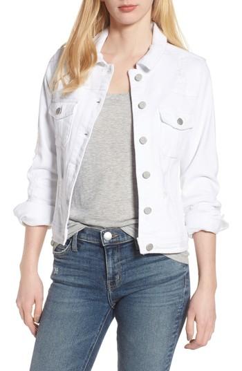 Women's Dear John Denim Classic Fit Distressed Denim Jacket - White