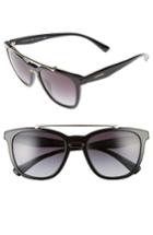 Women's Valentino 54mm Cat Eye Sunglasses - Black Light/ Gold