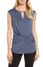 Petite Women's Nic+zoe Simplicity Crossover Tank P - Blue