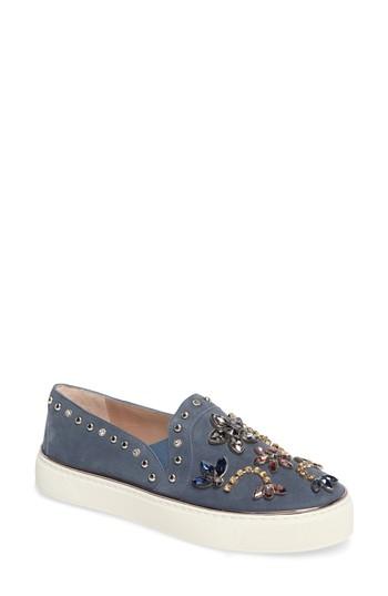 Women's Stuart Weitzman Embellished Slip-on Sneaker .5 M - Blue