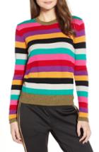 Women's Pam & Gela Stripe Metallic Trim Sweater - Pink
