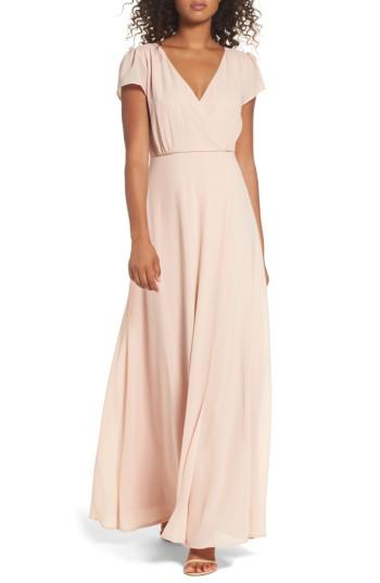 Women's Lulus Lace-up Back Chiffon Gown - Pink