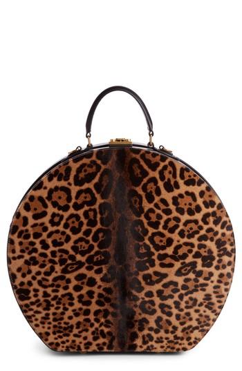 Saint Laurent Medium Mica Genuine Calf Hair Hat Box - Brown