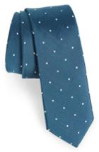 Men's The Tie Bar Dotted Report Silk & Wool Tie, Size - Blue