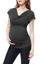 Women's Kimi And Kai Ariel Cowl Neck Maternity Top - Grey