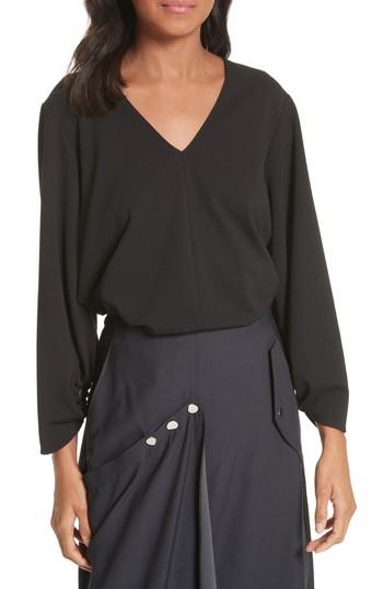 Women's Tibi Cinched Sleeve Top - Black