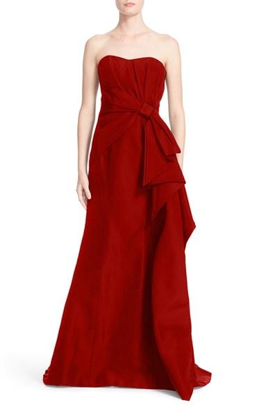 Women's Carolina Herrera Bow Detail Strapless Silk Faille Gown