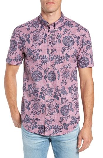 Men's Reyn Spooner Royal Chrysanthemums Regular Fit Sport Shirt - Purple