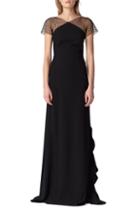 Women's Ml Monique Lhuillier Swiss Dot & Crepe Gown