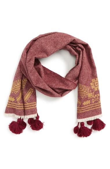 Women's Madewell Embroidered Herringbone Wool Scarf