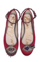 Women's Sam Edelman Ferrara Embellished Ankle Strap Flat .5 M - Red