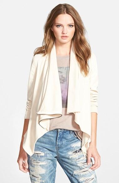 Women's Blanknyc 'private Practice' Drape Front Mixed Media Jacket