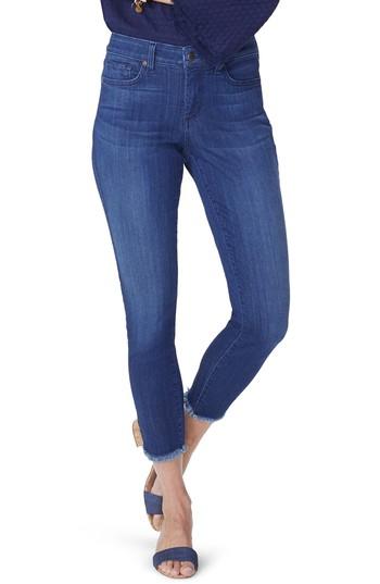 Women's Nydj Ami Side Slit Fringe Hem Skinny Jeans - Blue