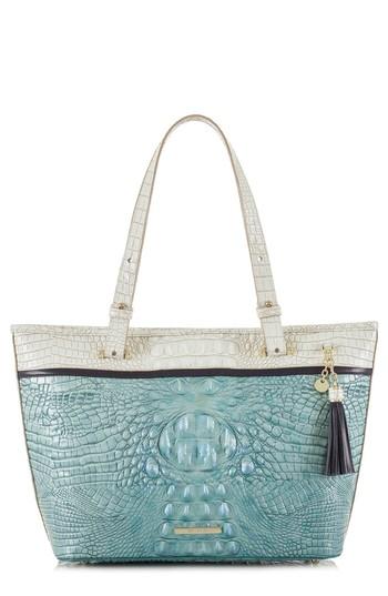 Brahmin Medium Asher Embossed Leather Tote - Blue