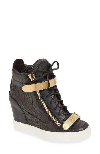 Women's Giuseppe Zanotti Wedge Sneaker .5 M - Black