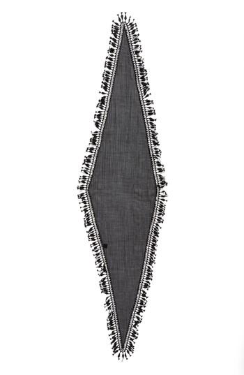 Women's Saint Laurent Fringed Diamond Cashmere & Silk Scarf, Size - Black