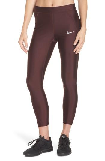 Women's Nike Power Speed 7/8 Running Tights - Burgundy