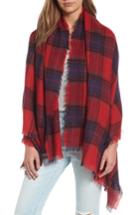 Women's Treasure & Bond Plaid Blanket Wrap, Size - Red