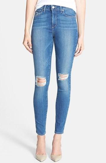 Paige Denim 'hoxton' Ripped High Rise Ultra Skinny Stretch Jeans (belmont) Womens Belmont