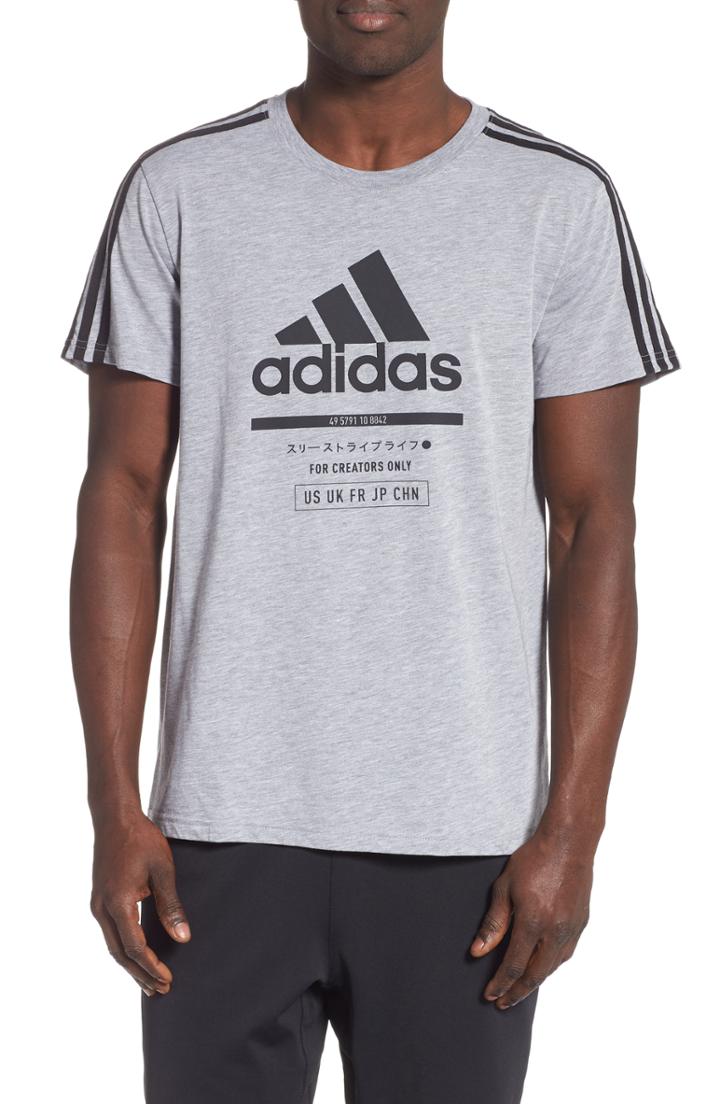 Men's Adidas Classic International T-shirt, Size - Grey