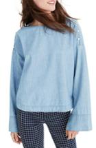 Women's Madewell Convertible Shoulder Chambray Top - Blue