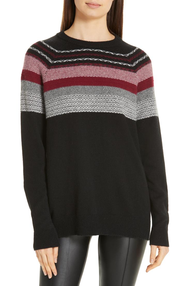 Women's Atm Anthony Thomas Melillo Fair Isle Merino Wool Blend Sweater - Black