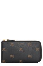 Women's Burberry Embossed Leather Zip Around Wallet - Black