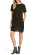 Women's Kenneth Cole New York Zip Shoulder Velvet Shift Dress - Green