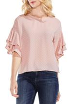 Women's Vince Camuto Poetic Dots Tiered Ruffle Sleeve Blouse, Size - Pink