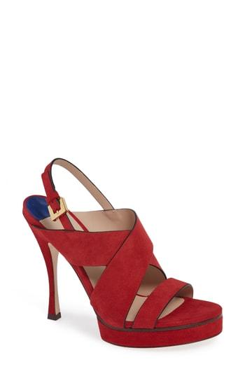 Women's Stuart Weitzman Hester Cross Strap Sandal M - Red