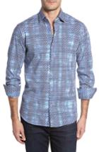 Men's Stone Rose Slim Fit Origami Fx Print Sport Shirt - Blue