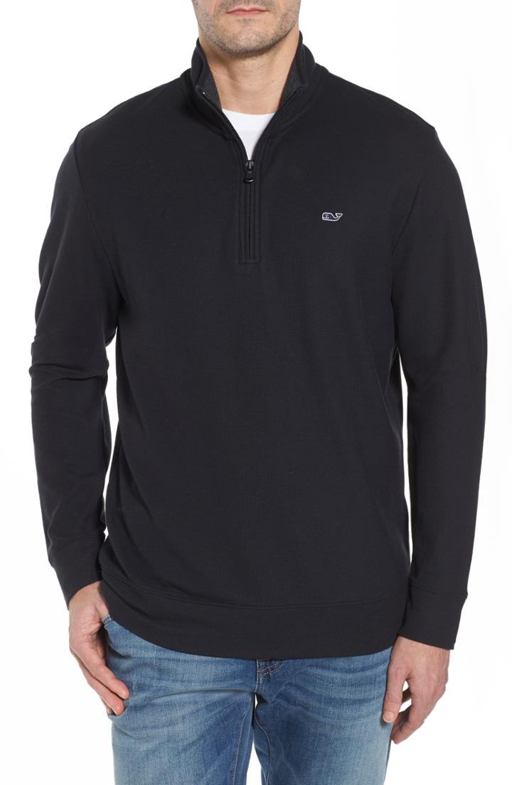 Men's Vineyard Vines Breaker Saltwater Quarter Zip Pullover, Size - Black