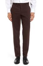 Men's Ted Baker London Jerome Flat Front Stretch Cotton Trousers R - Burgundy