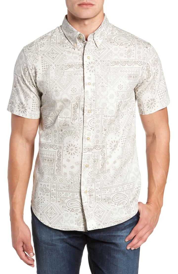 Men's Reyn Spooner Aloha Bandana Fit Sport Shirt, Size Small - White