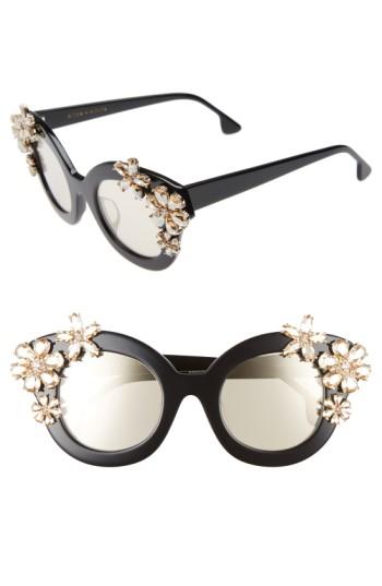 Women's Alice + Olivia Madison Floral 46mm Special Fit Embellished Cat Eye Sunglasses -