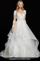 Women's Hayley Paige Elysia Long Sleeve Lace & Tulle Ballgown, Size - White